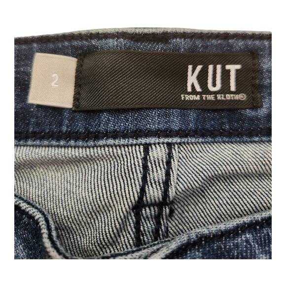 Kut From the Kloth Skinny Stretch Distressed Denim Medium Dark Wash Jeans Size 2 - Picture 5 of 7